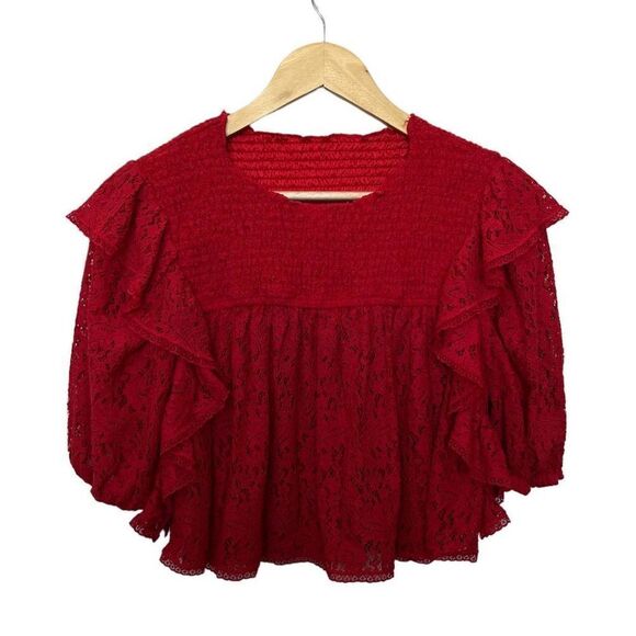 Tularosa Ashley Lace Top in Cherry Red‎ - Picture 2 of 6